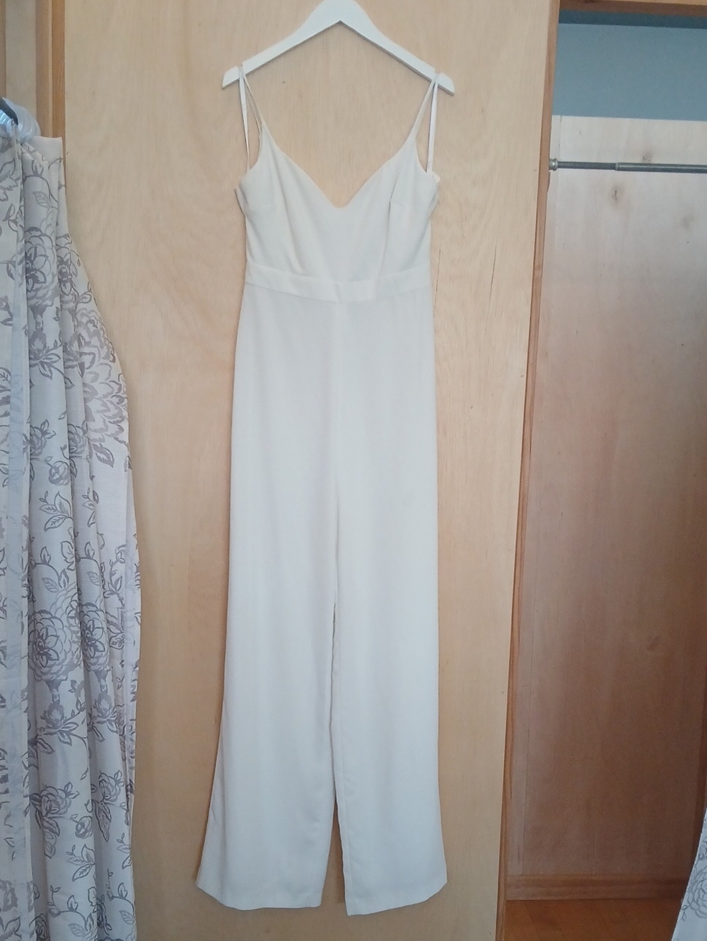 Hayley Paige Spaghetti Strap Ivory Jumpsuit